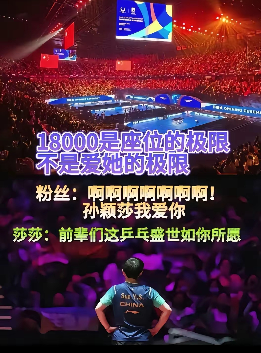 包含孙颖莎终场绝投费德勒，观众欢呼！经典一战再现传奇的词条